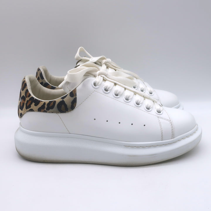 Alexander McQueen Oversized Sneakers White Leather &amp; Leopard Suede Size 38