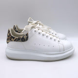 Alexander McQueen Oversized Sneakers White Leather & Leopard Suede Size 38