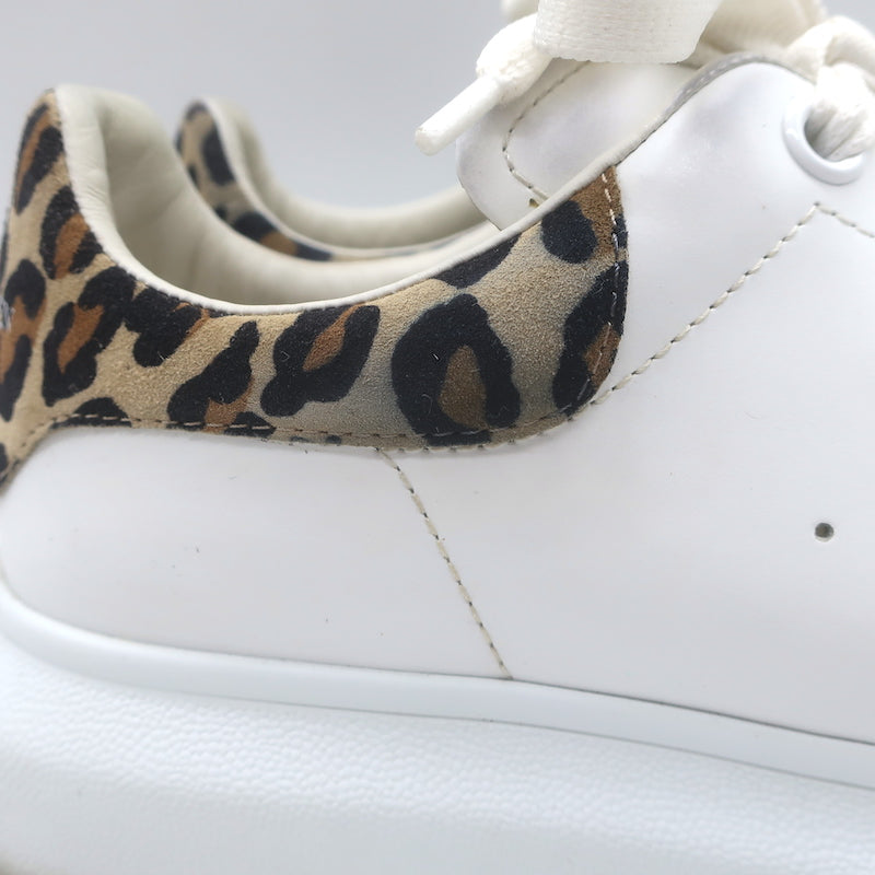 Alexander McQueen Oversized Sneakers White Leather &amp; Leopard Suede Size 38