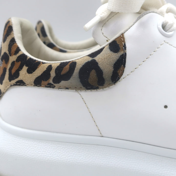 Alexander McQueen Oversized Sneakers White Leather &amp; Leopard Suede Size 38