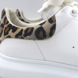 Alexander McQueen Oversized Sneakers White Leather & Leopard Suede Size 38