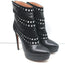 Alaia Studded Platform Boots Black Suede & Lizard-Embossed Leather Size 39.5