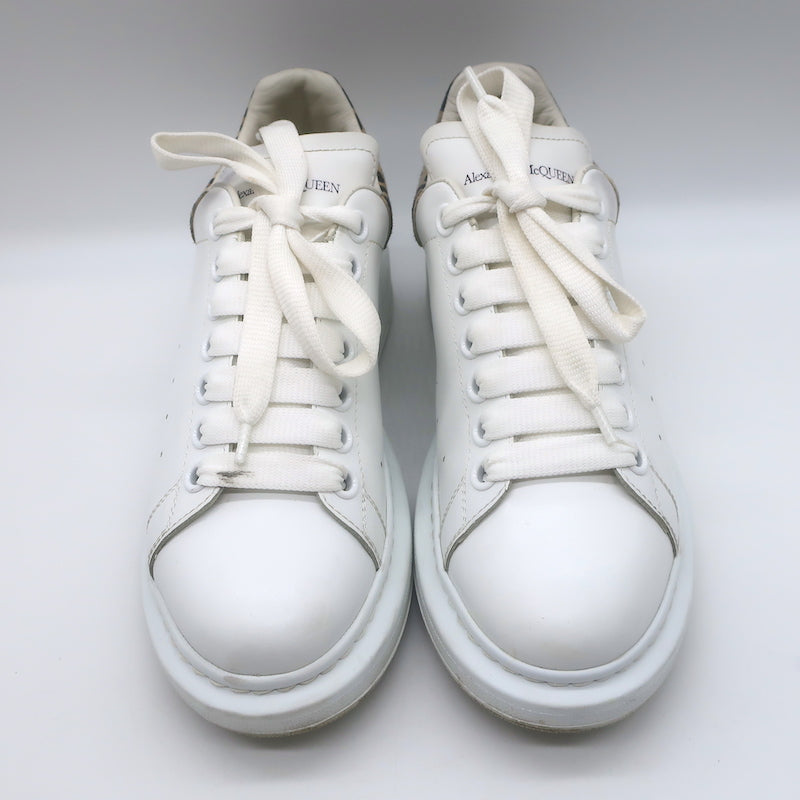 Alexander McQueen Oversized Sneakers White Leather &amp; Leopard Suede Size 38