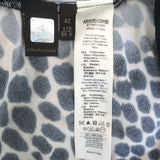 Roberto Cavalli Asymmetric Ruched Dress Black & Blue Animal Print Jersey Size 42