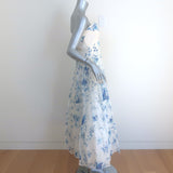 Ralph Lauren Collection Duval Strapless Gown White Floral Print Silk Size 10