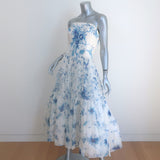 Ralph Lauren Collection Duval Strapless Gown White Floral Print Silk Size 10