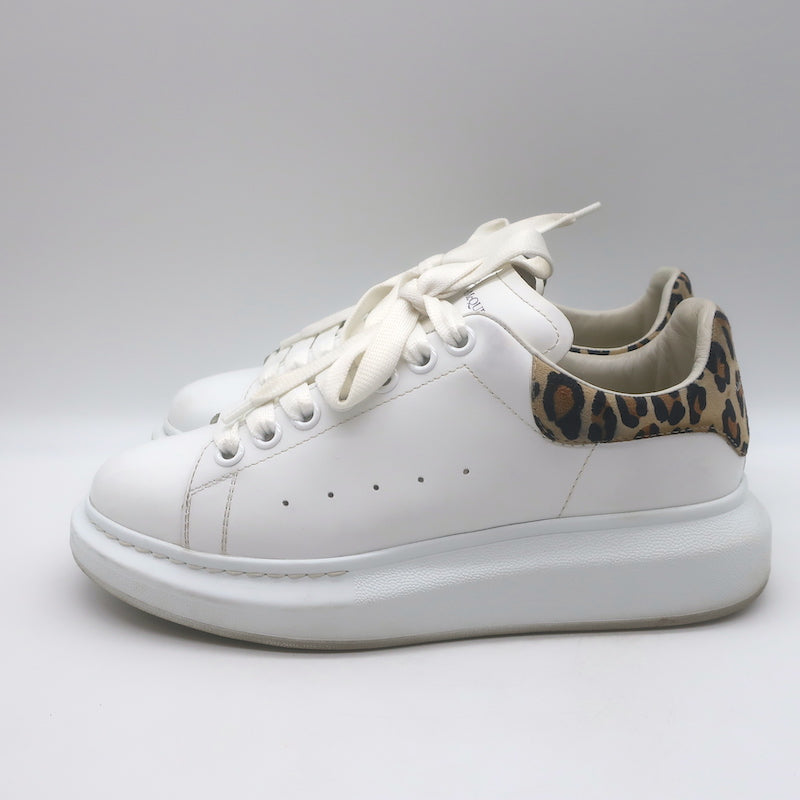 Alexander McQueen Oversized Sneakers White Leather &amp; Leopard Suede Size 38