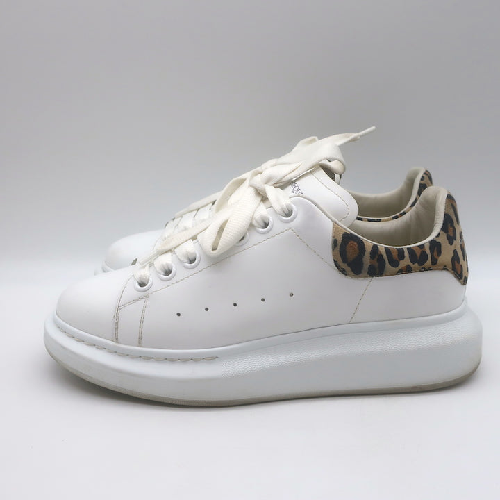 Alexander McQueen Oversized Sneakers White Leather &amp; Leopard Suede Size 38