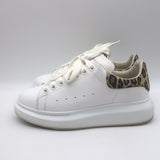 Alexander McQueen Oversized Sneakers White Leather & Leopard Suede Size 38