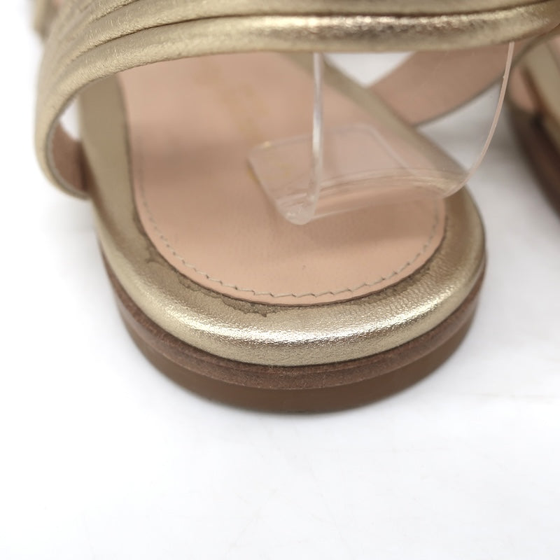 Gianvito Rossi Hydra Flat Gladiator Sandals Gold Metallic Leather Size 37