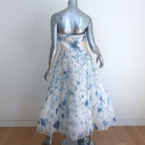 Ralph Lauren Collection Duval Strapless Gown White Floral Print Silk Size 10