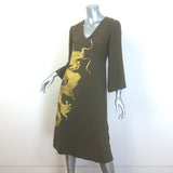 Shannon McLean Dragon-Embroidered Midi Dress Olive Brown Size Small