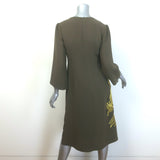 Shannon McLean Dragon-Embroidered Midi Dress Olive Brown Size Small