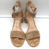 Gianvito Rossi Rikki Cork Sandals Tan Suede Size 39 Ankle Strap Heels