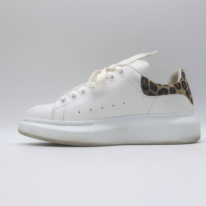 Alexander McQueen Oversized Sneakers White Leather &amp; Leopard Suede Size 38