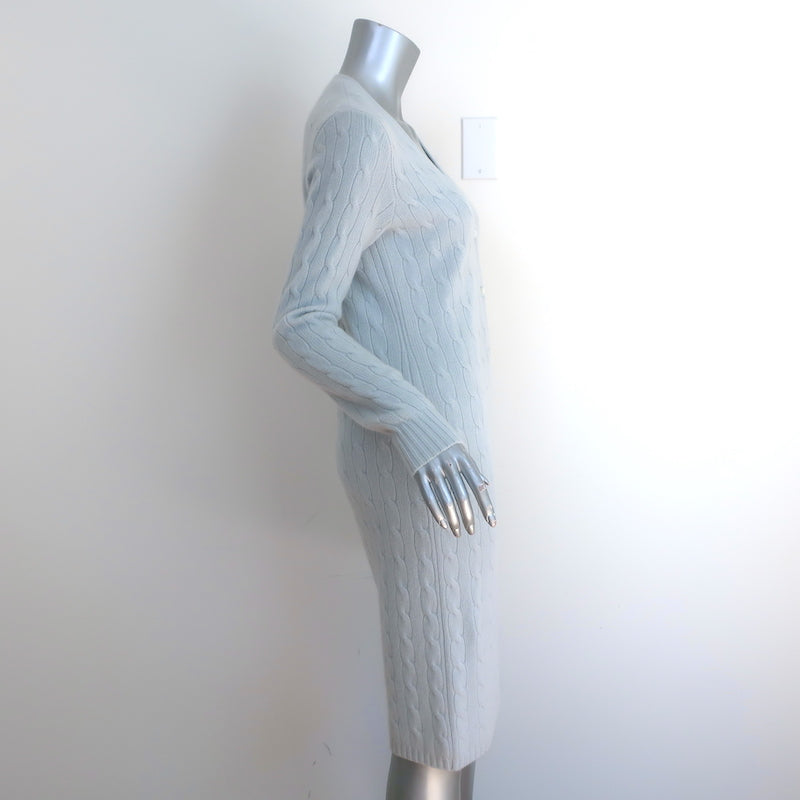 Ralph Lauren Black Label Cashmere Cable Knit Cardigan Baby Blue Size Medium