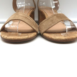 Gianvito Rossi Rikki Cork Sandals Tan Suede Size 39 Ankle Strap Heels