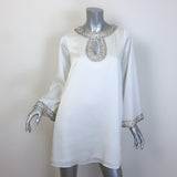 MISA Ivy Crystal-Embellished Belted Mini Dress White Size Extra Extra Small NEW