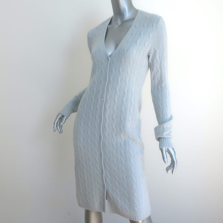 Ralph Lauren Black Label Cashmere Cable Knit Cardigan Baby Blue Size Medium