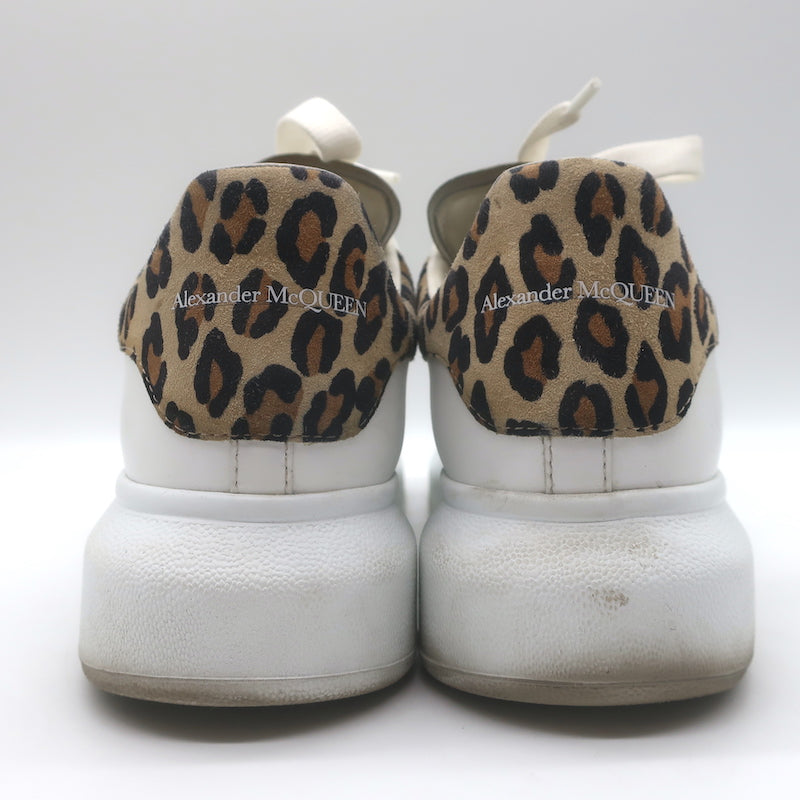 Alexander McQueen Oversized Sneakers White Leather &amp; Leopard Suede Size 38