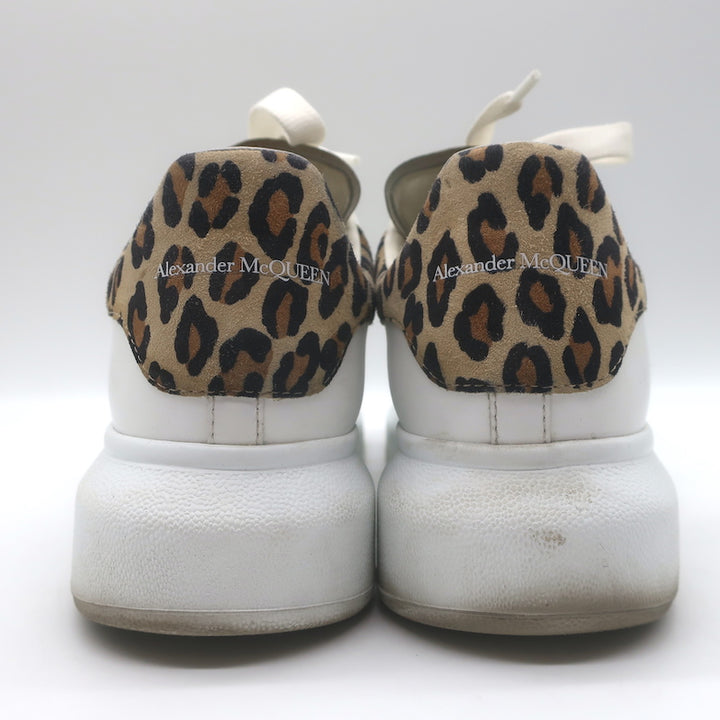 Alexander McQueen Oversized Sneakers White Leather &amp; Leopard Suede Size 38