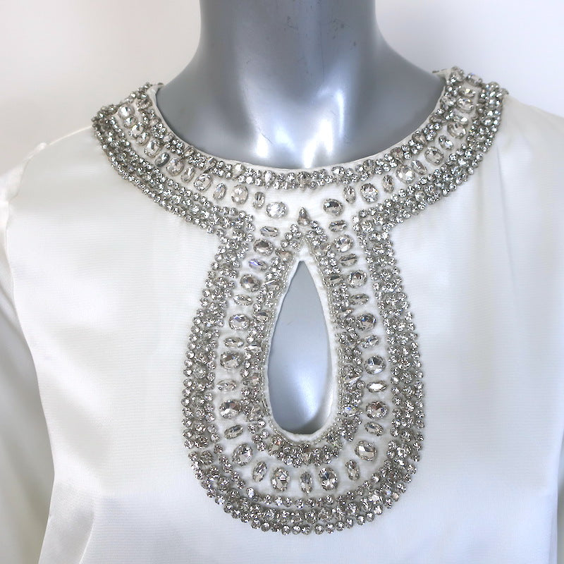 MISA Ivy Crystal-Embellished Belted Mini Dress White Size Extra Extra Small NEW