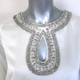 MISA Ivy Crystal-Embellished Belted Mini Dress White Size Extra Extra Small NEW