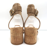 Gianvito Rossi Rikki Cork Sandals Tan Suede Size 39 Ankle Strap Heels