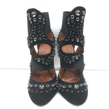 Alaia Cutout Booties Black Studded Suede Size 39 High Heel Ankle Boots