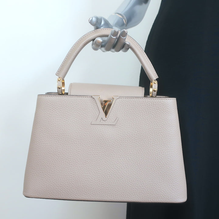 Louis Vuitton Capucines MM Tote Galet Taupe Leather Medium Crossbody Bag