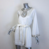 MISA Ivy Crystal-Embellished Belted Mini Dress White Size Extra Extra Small NEW