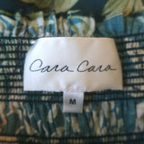 Cara Cara Jazzy Smocked Midi Dress Dark Green Botanical Print Voile Size Medium
