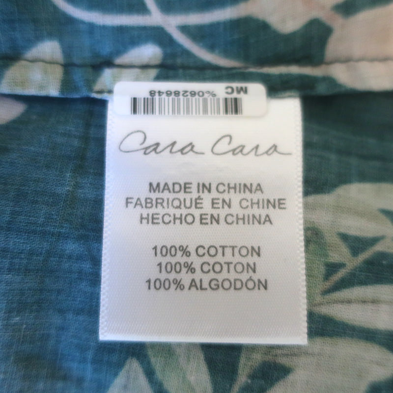 Cara Cara Jazzy Smocked Midi Dress Dark Green Botanical Print Voile Size Medium