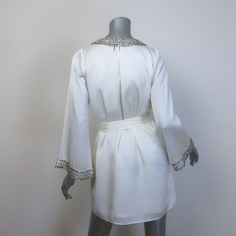MISA Ivy Crystal-Embellished Belted Mini Dress White Size Extra Extra Small NEW