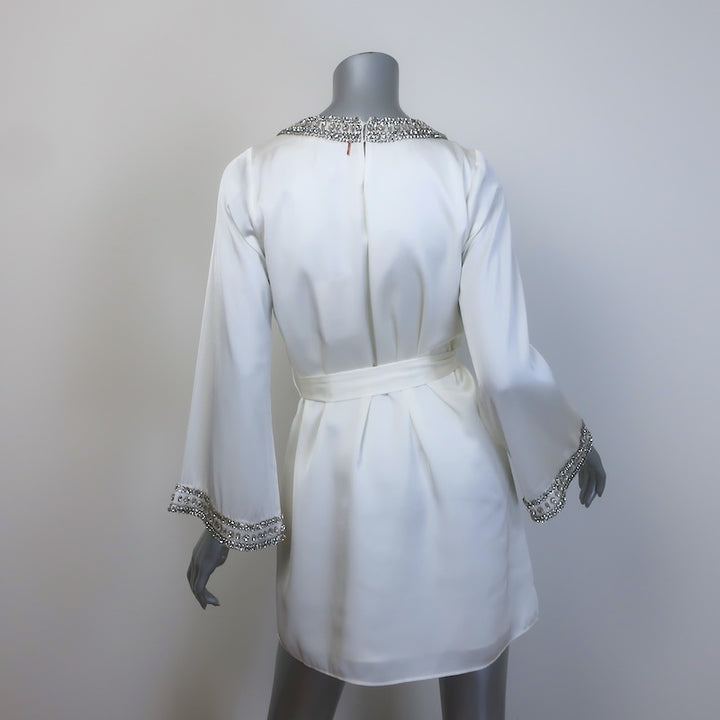 MISA Ivy Crystal-Embellished Belted Mini Dress White Size Extra Extra Small NEW