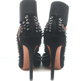 Alaia Cutout Booties Black Studded Suede Size 39 High Heel Ankle Boots