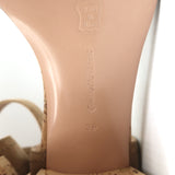 Gianvito Rossi Rikki Cork Sandals Tan Suede Size 39 Ankle Strap Heels