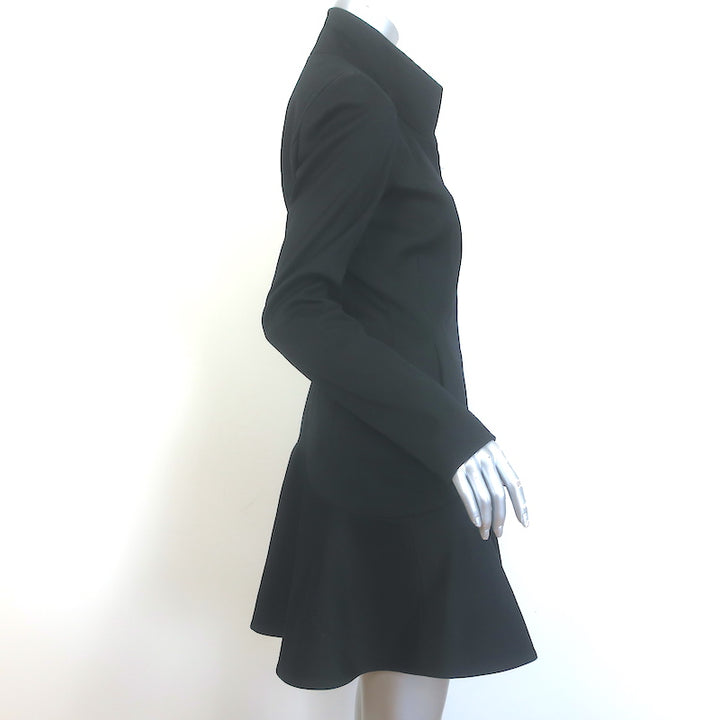 Alexander McQueen Peplum Coat Black Stretch Cotton Size 42 Button-Up Jacket