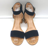Gianvito Rossi Rikki Cork Sandals Navy Suede Size 38 Ankle Strap Heels