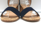 Gianvito Rossi Rikki Cork Sandals Navy Suede Size 38 Ankle Strap Heels