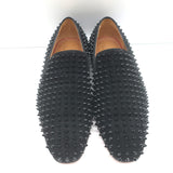 Christian Louboutin Dandelion Spikes Slip-On Loafers Black Suede Size 42