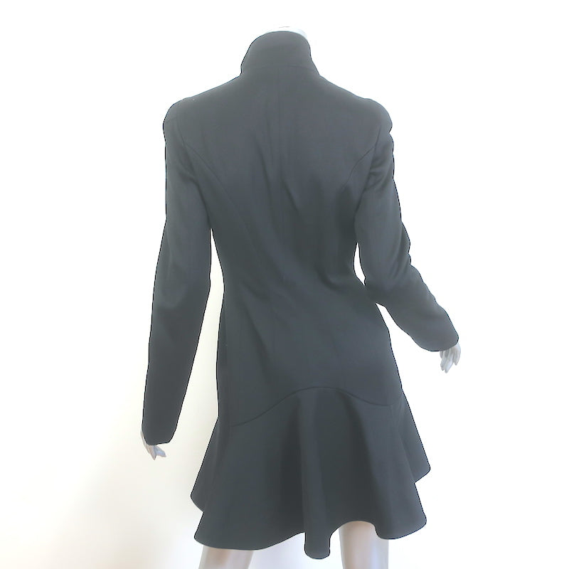 Alexander McQueen Peplum Coat Black Stretch Cotton Size 42 Button-Up Jacket