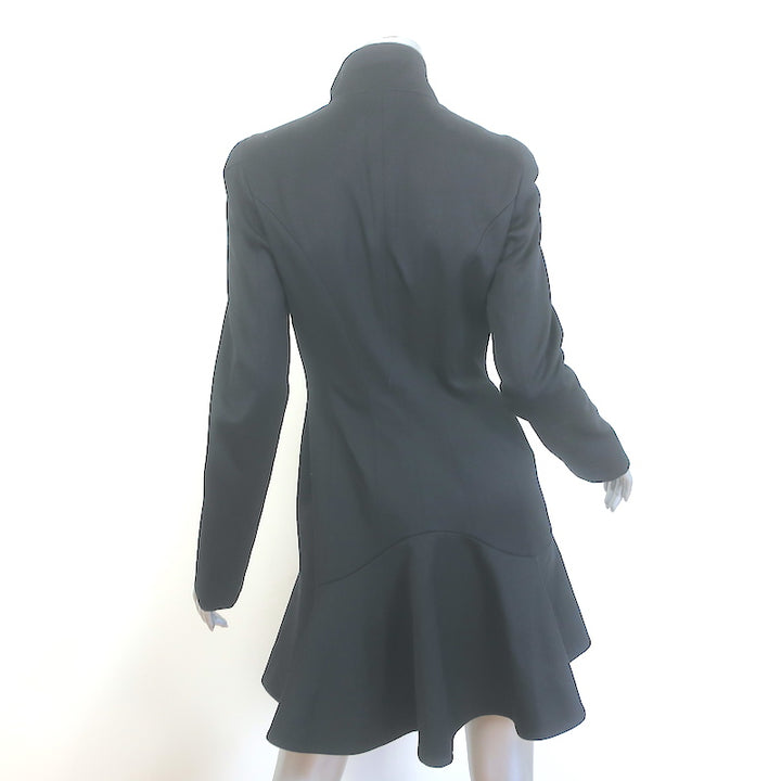 Alexander McQueen Peplum Coat Black Stretch Cotton Size 42 Button-Up Jacket