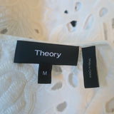 Theory Blouse Brizabela White Embroidered Linen Size Medium Bell Sleeve Top