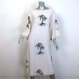 Zimmermann Palm Tree Print Belted Midi Dress Ecru Silk-Blend Size 0P