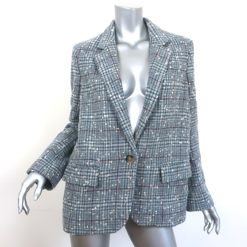 Isabel Marant Etoile Blazer Kice Blue Checked Tweed Size 42 One-Button Jacket