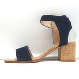 Gianvito Rossi Rikki Cork Sandals Navy Suede Size 38 Ankle Strap Heels