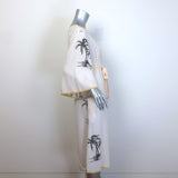 Zimmermann Palm Tree Print Belted Midi Dress Ecru Silk-Blend Size 0P
