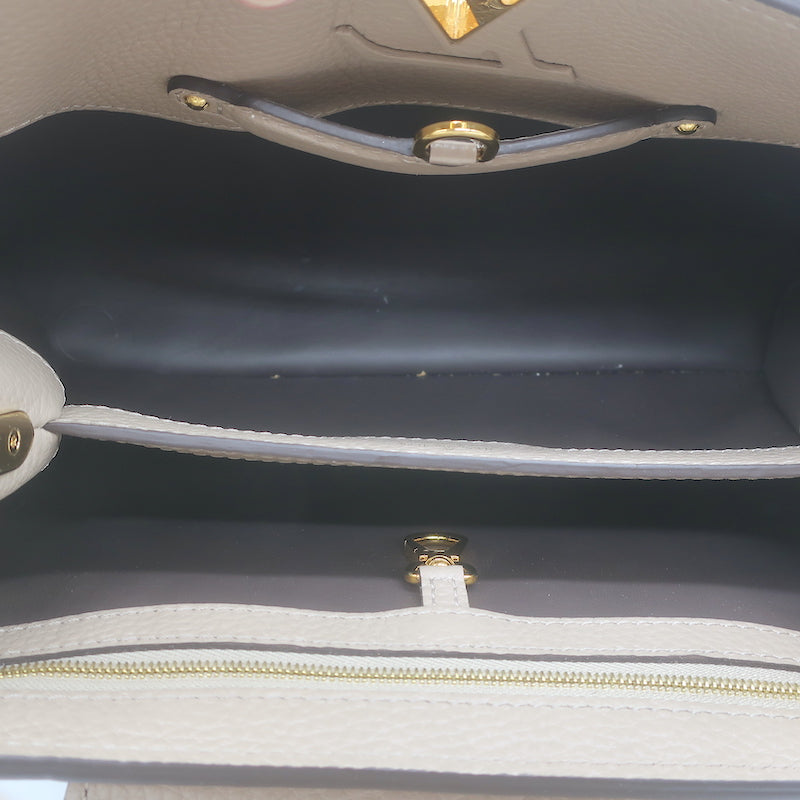 Louis Vuitton Capucines MM Tote Galet Taupe Leather Medium Crossbody Bag