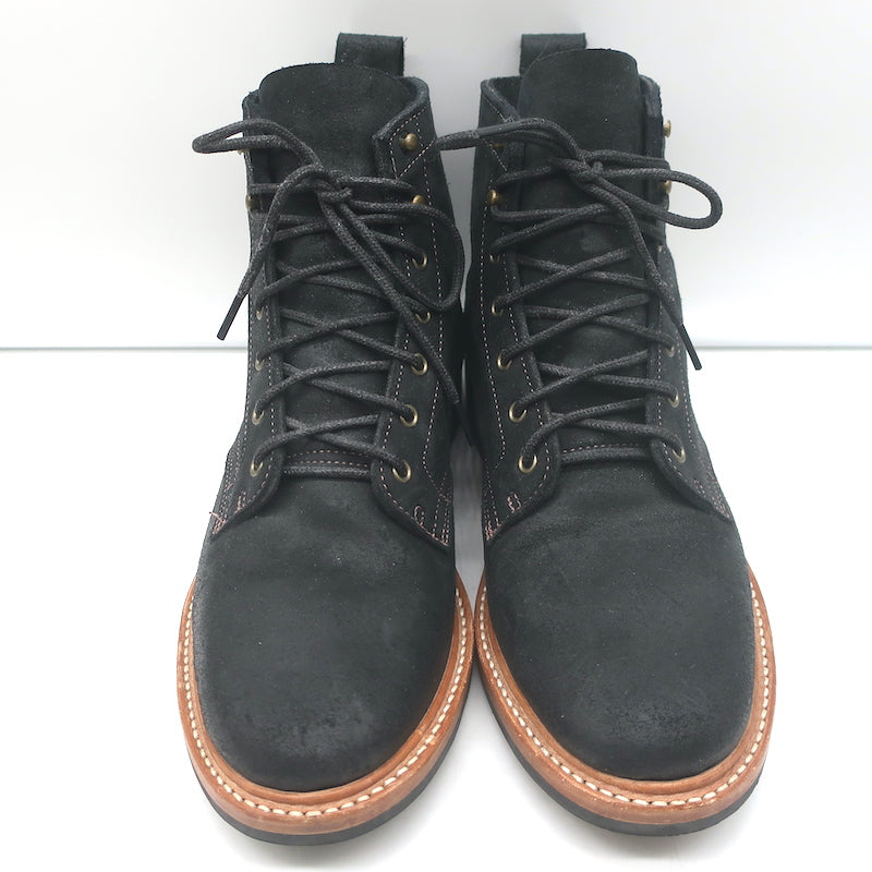Truman Boot Co. Rough Out Lace-Up Ankle Boots Black Oiled Leather Size 9
